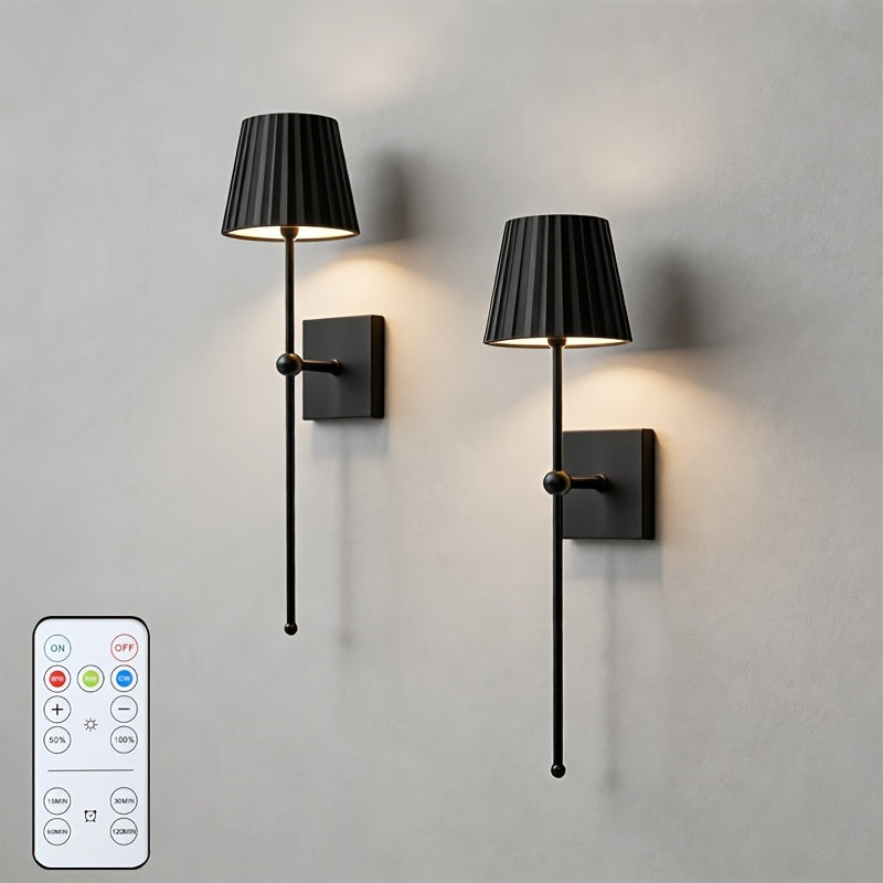 2PC/1PC Rechargeable LED Wall Light, LED Wall Light with Remote Control, Modern Touch Wall Light with Dimming/Timer, 3 Color Temperatures, LED Night Light for Bedroom Living Room Hallway