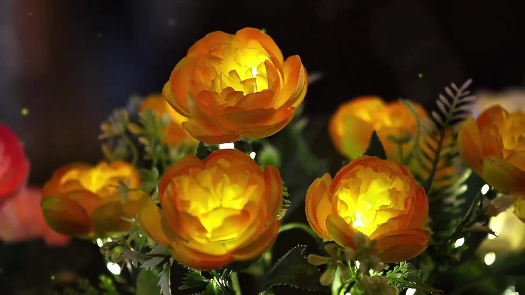Solar 7-Head Rose Flower Light Outdoor Artificial Flower Light Solar Garden Light Outdoor Decoration for Courtyard, Garden, Path, Backyard, Lawn Ground Insert Light