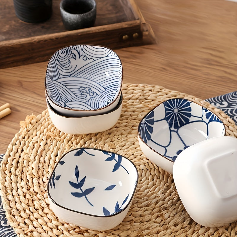 6-Piece Japanese Vintage Ceramic Small Plates – Sauce Dish, Snack Plate, Nine-Grid Hot Pot Home Seasoning Dish – Perfect for Home Kitchen, Western Restaurant Parties & Other Uses