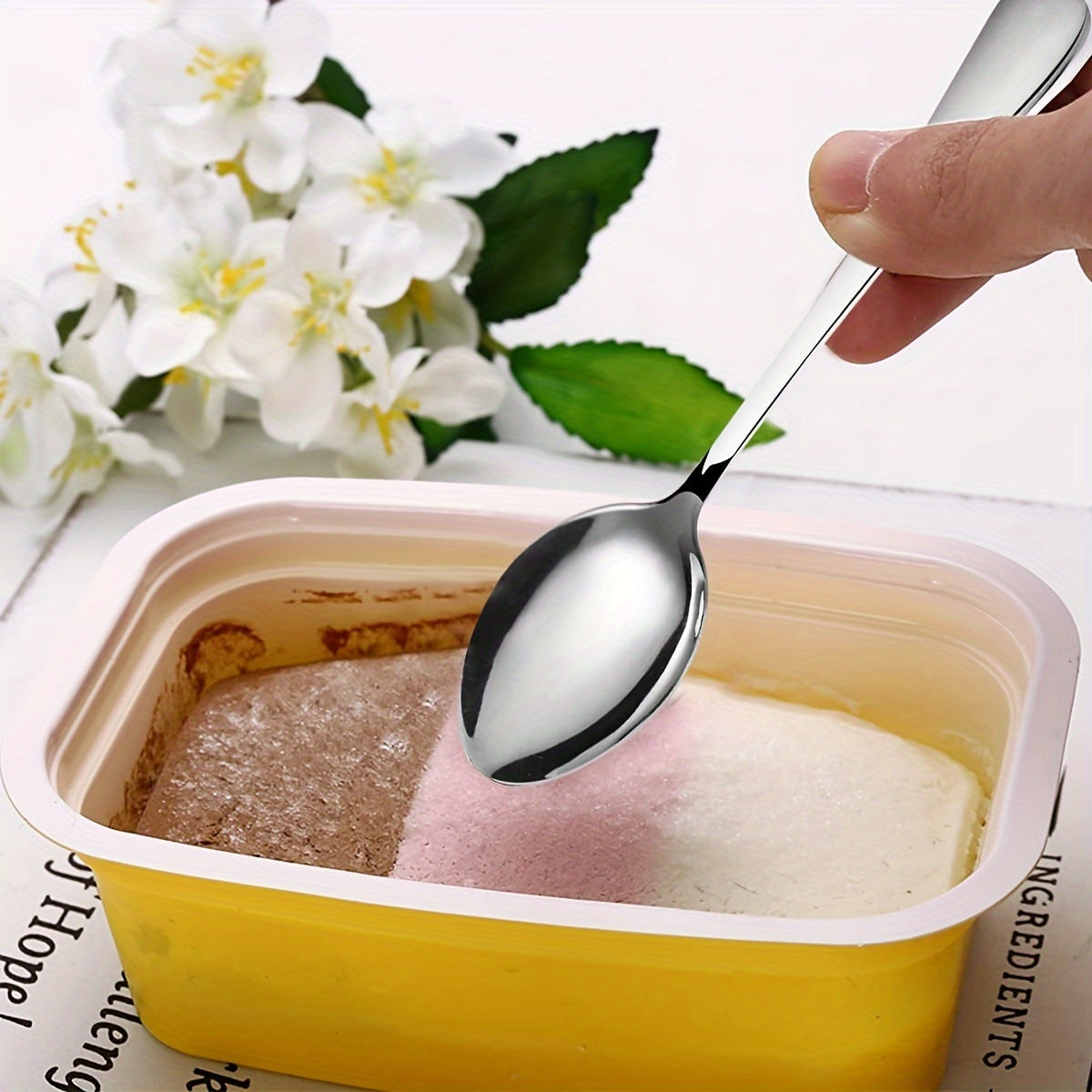 12-Piece Stainless Steel Dessert Spoon (5.39in) – Mini Ice Cream Spoon, Coffee Spoon, Fine Tea Spoon – Small Stainless Steel Spoon, Cutlery Set – Perfect for Home, Kitchen, Restaurant, Afternoon Tea