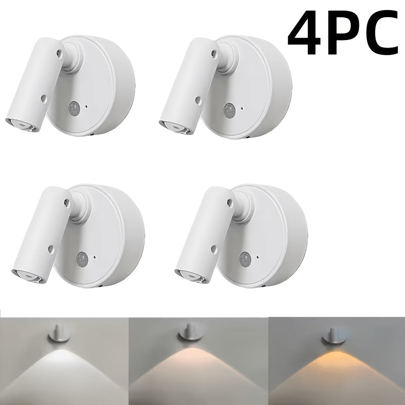 2026 New White/Black LED Sensor Spotlight, Picture Wall Light, Spot Light, Motion Sensor + Touch Dimming, 7-Color RGB Dynamic Gradient Effect, Round Spot Light, Decorative Ambient Light, USB Rechargeable, Magnetic Installation