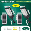 2 Pack 3D Curved Screen Integrated High-Brightness Solar Street Light, with PIR Motion Sensor and Remote Control, Perfect for Parking Lots, Courtyards, Gardens, Villas, Outdoor Solar Light