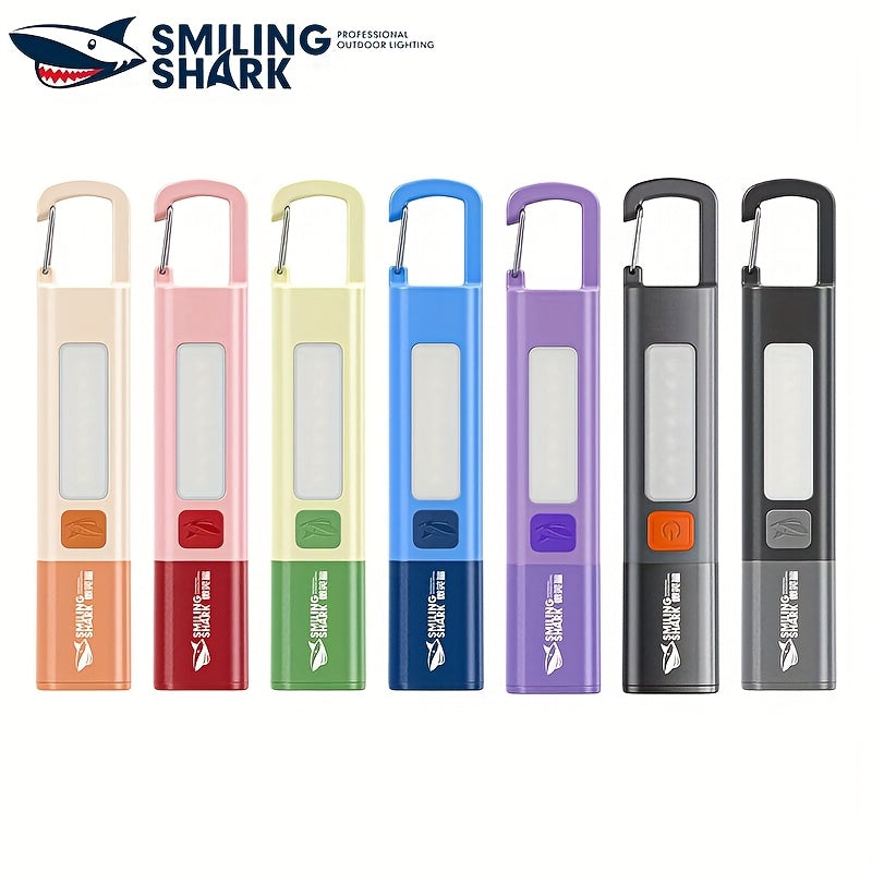 SMILING SHARK SD1023 Portable Flashlight, XPE Super Bright Spotlight - Zoomable COB Side Light, 3 Modes, Type-C Rechargeable, with Hook & Colorful Design, Ideal for Outdoor Camping, Hiking, Adventures & Home Gifts
