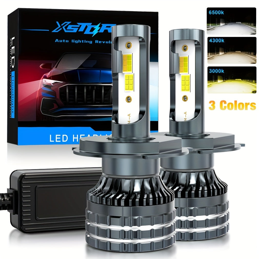 Xstorm 2Pcs H4 LED Car Light H11 LED Canbus 20000Lm 12V 6500K 4300K 3000K 3-Color Headlight Bulbs H8 H9 9005 HB3 9006 HB4 9012 Hir2 H27 880 881 Car Fog Light White Amber Yellow