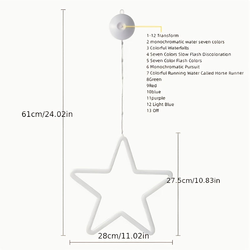 LED 五角星吸盘灯 暖白光 + 幻彩 ，两种款式，房间节日装饰 /圣诞万圣节日氛围灯 /儿童房/派对灯串