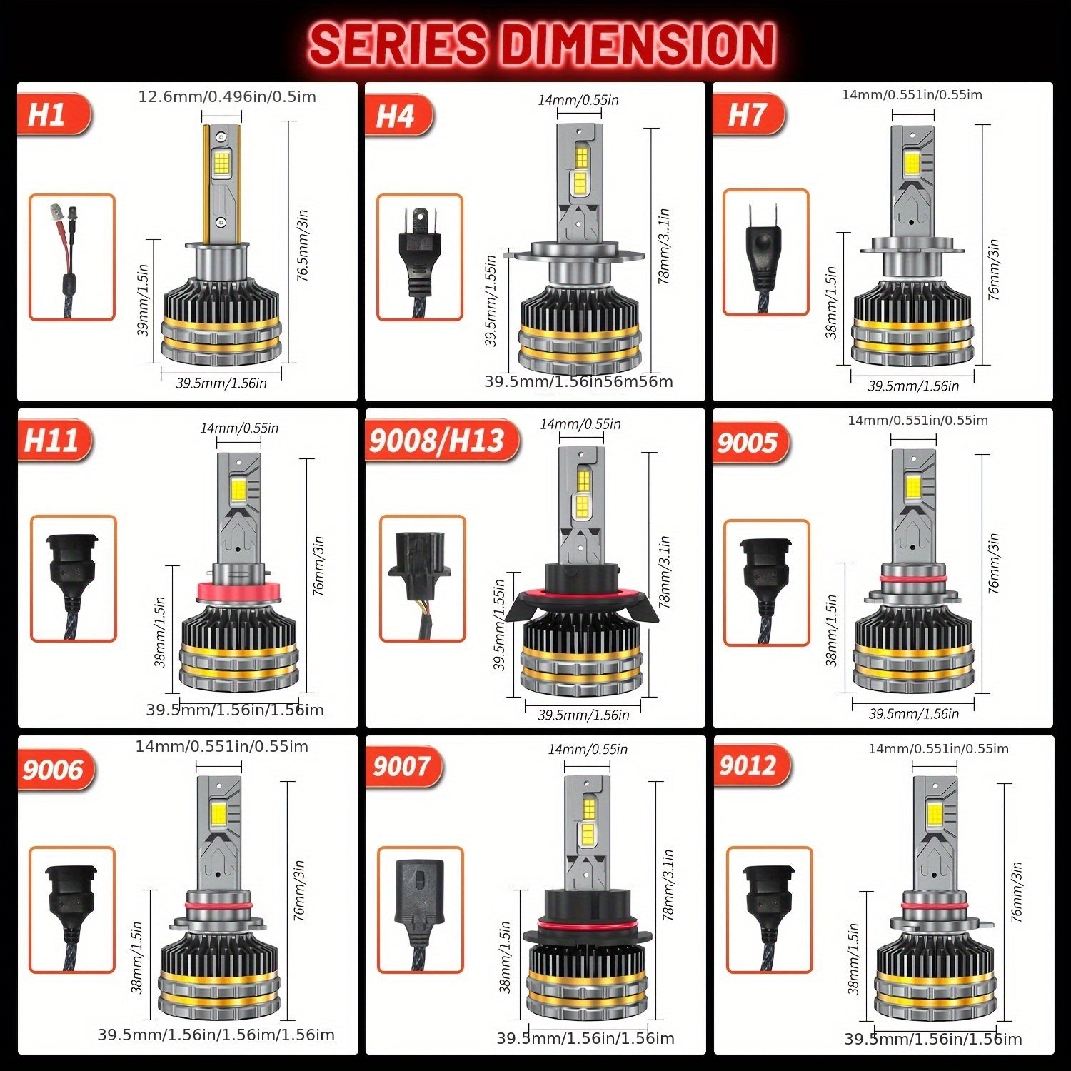 2Pcs H4 H11 H7 9005 9006 LED Headlights High/Low Beam Canbus H9 H8 Bulbs 9012 HB3 HB4 9007 HB5 9008 H13 Fog Light Bulbs 8890 CSP 12V 24