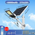 High Power Outdoor Super Bright Solar Light, 10000mAh, 6500K, 375 LEDs, 3H/5H/8H Three Timing Modes, Smart Light Control LED Courtyard Street Light, with Remote Control
