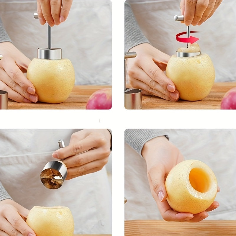 Multifunctional Apple Pear Corer, Stainless Steel Fruit Seed Remover, 2 Sizes Fruit Corer Set for Home Commercial Hotel Kitchen