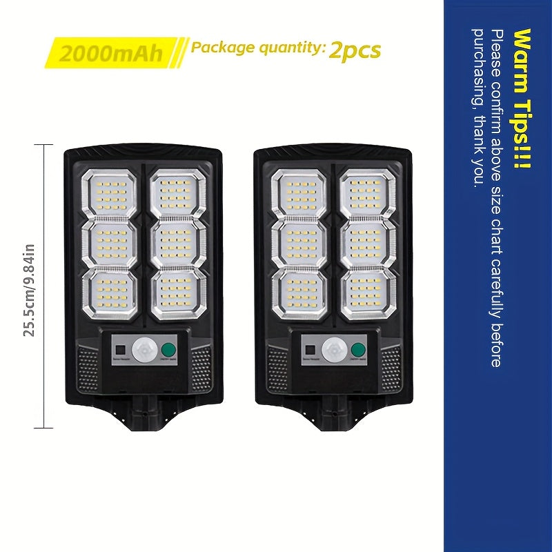 2 Pack / 1 Pack - Super Bright LED Solar Street Light, Outdoor Courtyard Light, Exterior Lighting with Motion Sensor - Perfect for Outdoor Streets, Commercial Parking Lot Lighting, Outdoor Sports Courts
