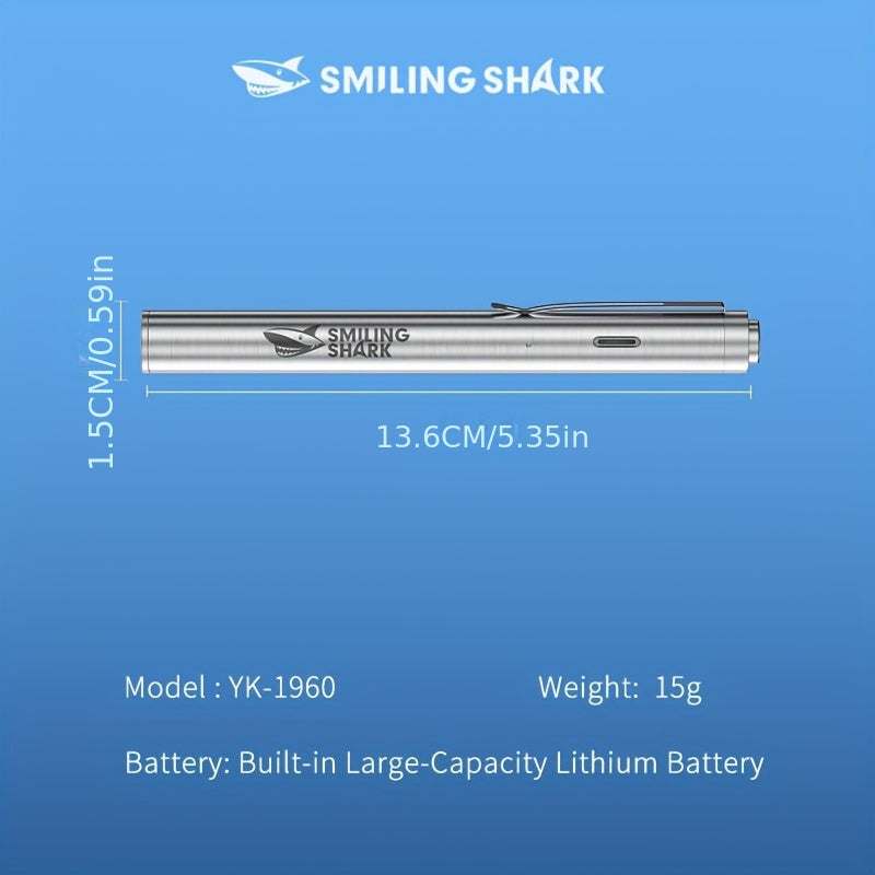 SMILING SHARK YK1960 LED Flashlight Mini Pen Style High Light White & Yellow Dual Light Source Type-C Charging Aluminum Alloy Body Pocket Clip Portable for Dental Ophthalmic Examination