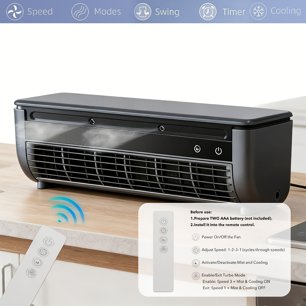 Superconducting Ice Mist Air Conditioning Fan with Remote Control, Multiple Modes