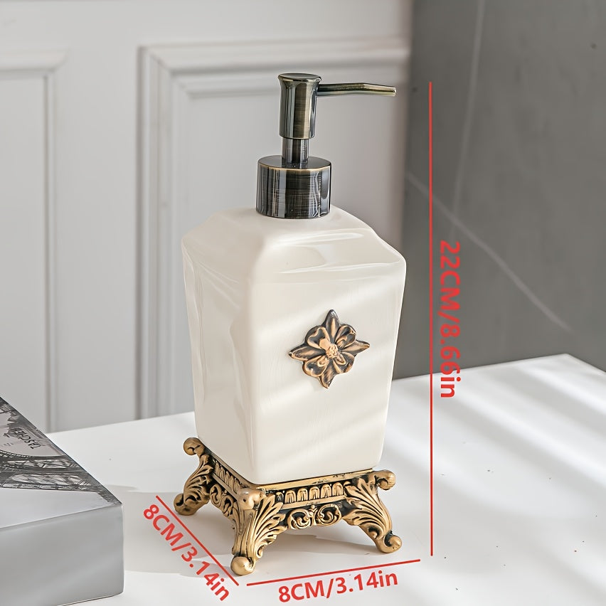 Light Luxury Simple W003 Ceramic Ice Crackle Creative Press Pump Bottle - Hotel & Home Bathroom Shower Gel & Hand Soap Dispenser, Toothbrush Holder, Soap Dish, Single Bathroom Accessory