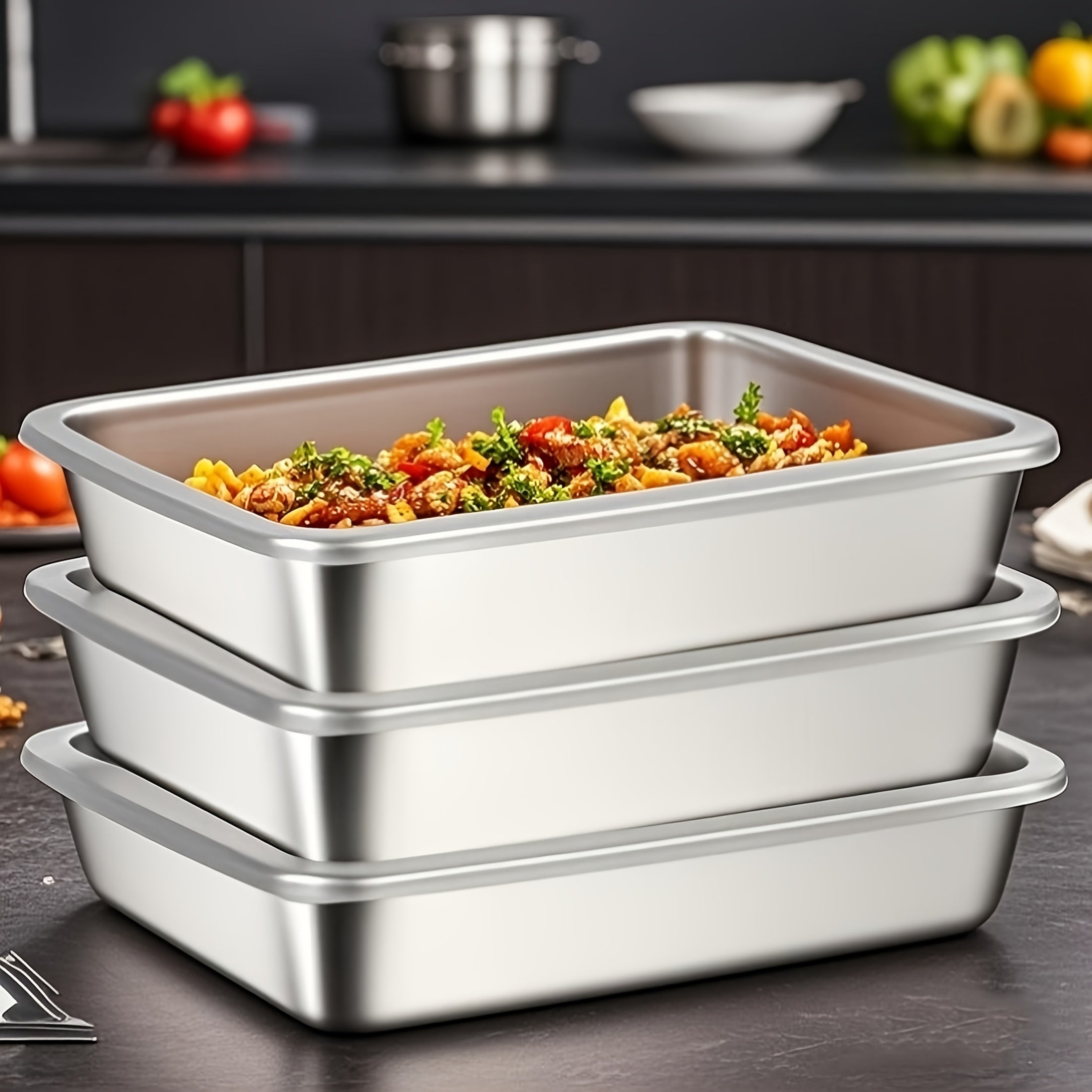 Buy 3 Get 2 Free: 5-Piece Premium Stainless Steel Food Storage Containers – With Lids, Stackable & Easy to Clean – Perfect for Picnics, Meal Prep & Fridge Organization