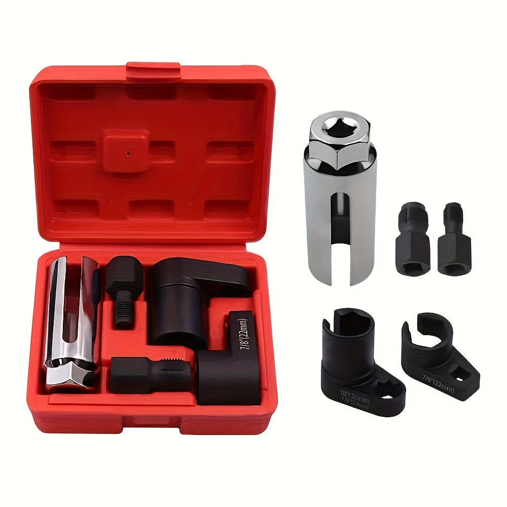 5-Piece Oxygen Sensor Removal Tool Set – Oxygen Sensor Socket Wrench Kit, 22mm Size for Removal, Installation & Maintenance, Auto Parts Accessories