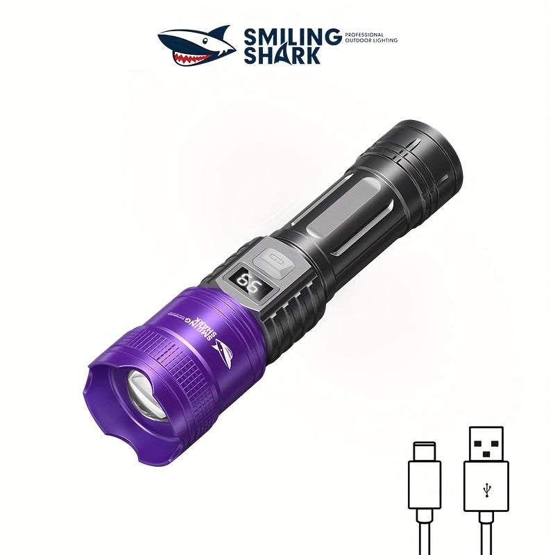 New Rechargeable UV Flashlight XPE LED Zoom Torch White Purple Dual Light 5 Modes Scorpion Fluorescent Detection Light High Power Flashlight for Night Lighting