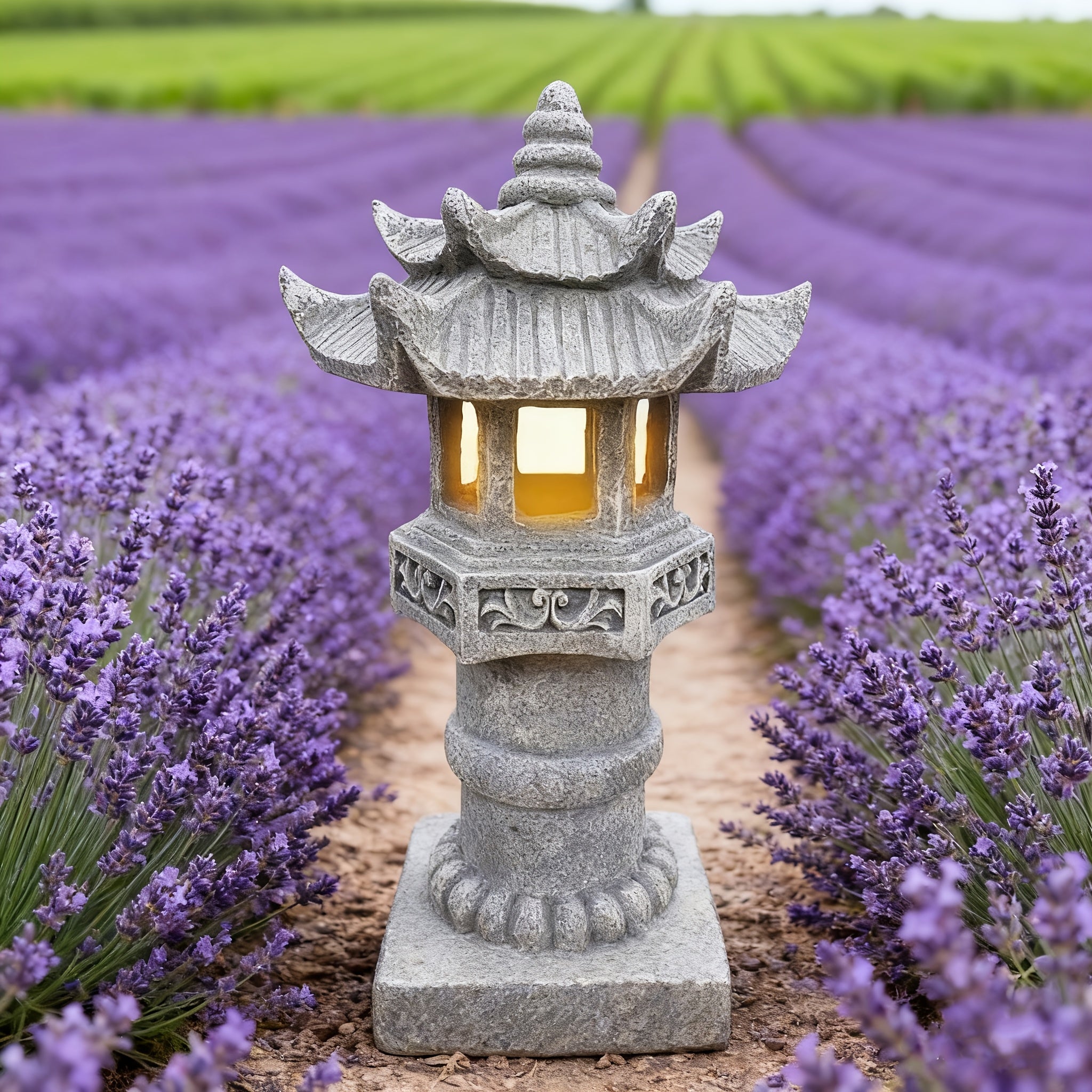 OTDECOR 1-Piece Vintage Style Spire Outdoor Statue Light, Outdoor Courtyard Decoration, IP44 Resin Outdoor Garden Decor, for Courtyard Art, Lawn Decoration, Porch, Patio, Balcony, Gift for Mom and Mother-in-Law