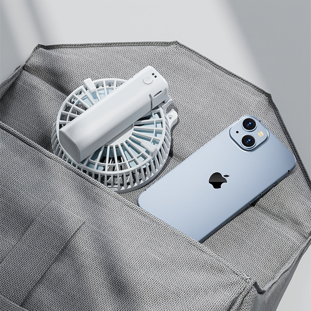 Stylish Minimalist Handheld Fan, Foldable Portable Mini Fan, USB Rechargeable Desktop Fan with 3 Wind Speed Modes