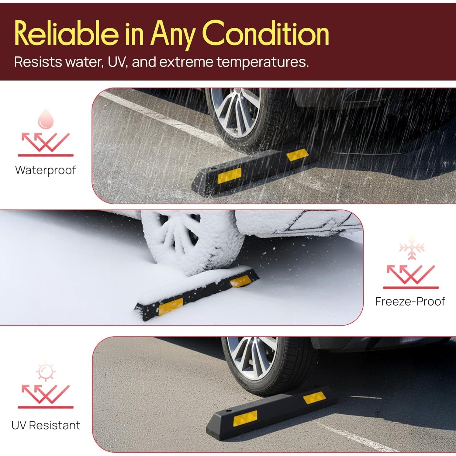 1/2/4 Pack, Garage Vehicle Floor Safety Heavy Duty Rubber Parking Curb Ramp Stop, For Car Van Truck Wheel Tire Chock Guide Guard Bumper Protection, Multiple Colors Available. Valentine's Day Gift for Men, Boyfriend, Husband & Partner