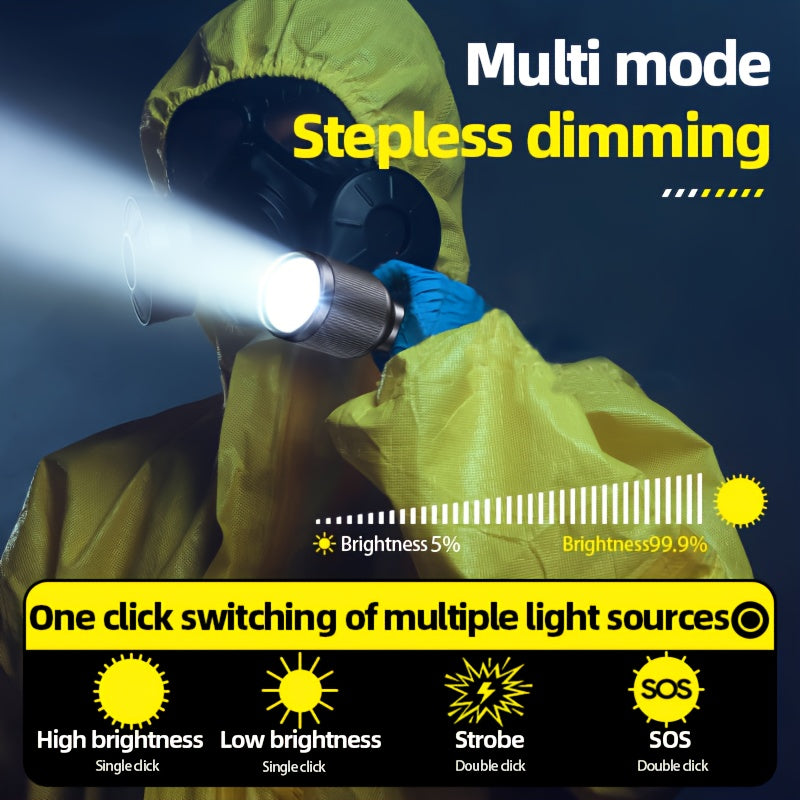 Philips 2243 High-Power LED Flashlight, 3000mAh Lithium Battery, Type-C Direct Charging, Aluminum Alloy Body, Ideal for Camping, Fishing, Hiking, Exploration, Work & Durable Outdoor Use