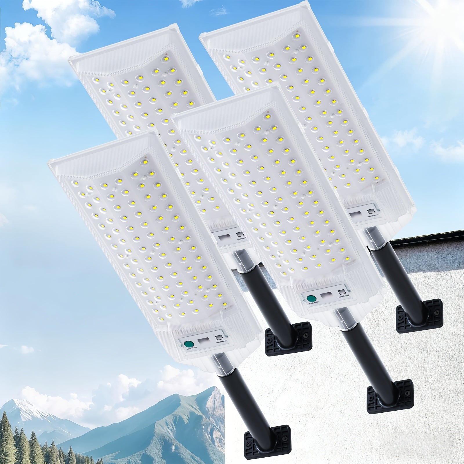 Solar Street Light Outdoor Waterproof Solar Floodlight Dusk-to-Dawn Parking Lot Light Remote Control Area Lighting Courtyard Light