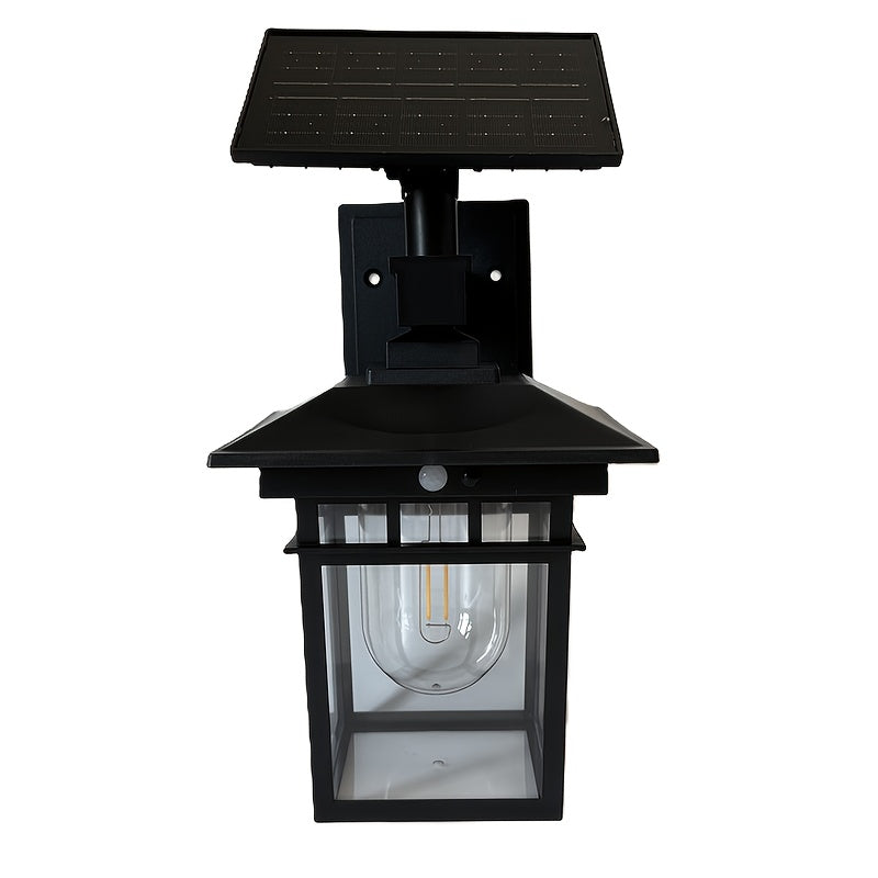 Solar Wall Light with Motion Sensor and Adjustable Panel | Dusk to Dawn Automatic On/Off, Security Lantern Suitable for Gate, Garage, Fence, Courtyard, Patio