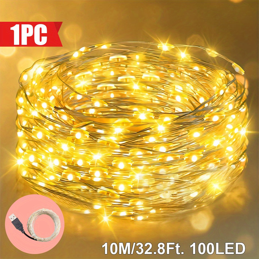 Majisu 1 件 USB LED 灯串，100/50/30/10 LED 灯珠 - 适用于婚礼、派对、生日和圣诞节装饰，营造室内氛围的梦幻彩灯