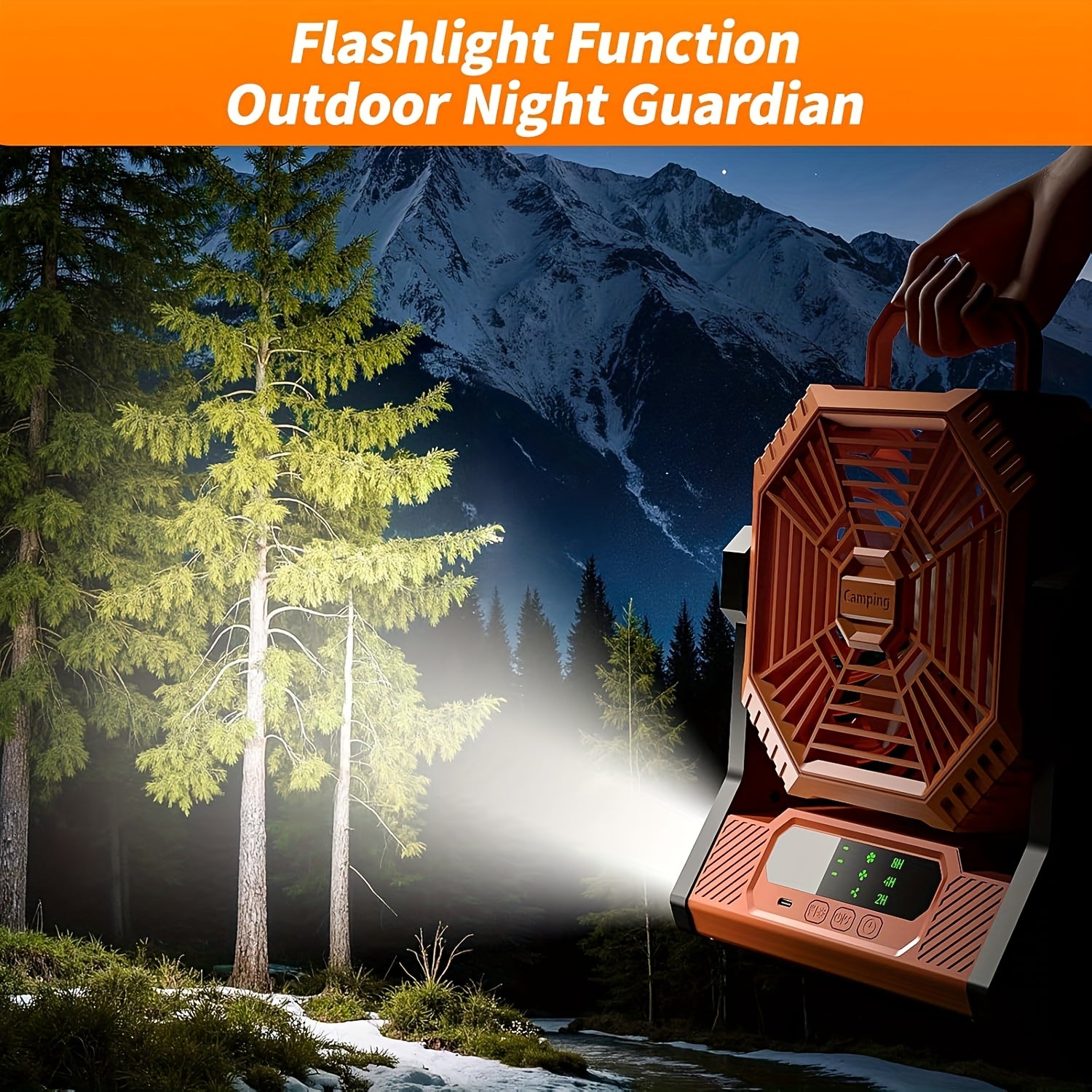 Industrial-Grade Portable Camping Fan, 10000mAh Tent Camping Fan, Auto Oscillating Cordless, Tent Fan with Remote Control/Light, 3 Speed Levels, 3 Timer Settings, with LED Light, 30H Runtime, USB-C Fast Charging