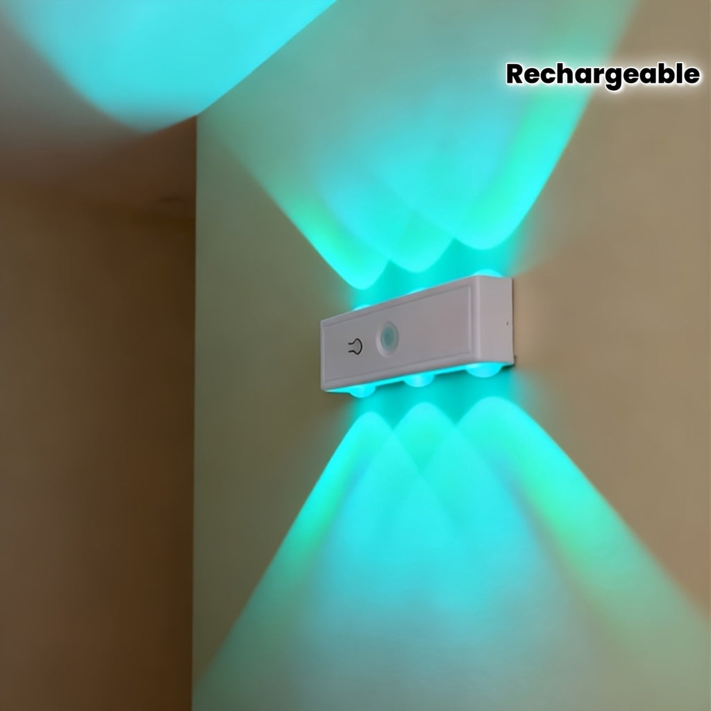 1pc Motion Sensor Night Light, Magnetic Wall Lamp, Detachable Wall Mounted Light with Adjustable Lens, Up and Down Lighting, USB Rechargeable LED Lamp, Wireless Stair Light, Indoor Wooden Wall Light for Closet Corridor Stairway