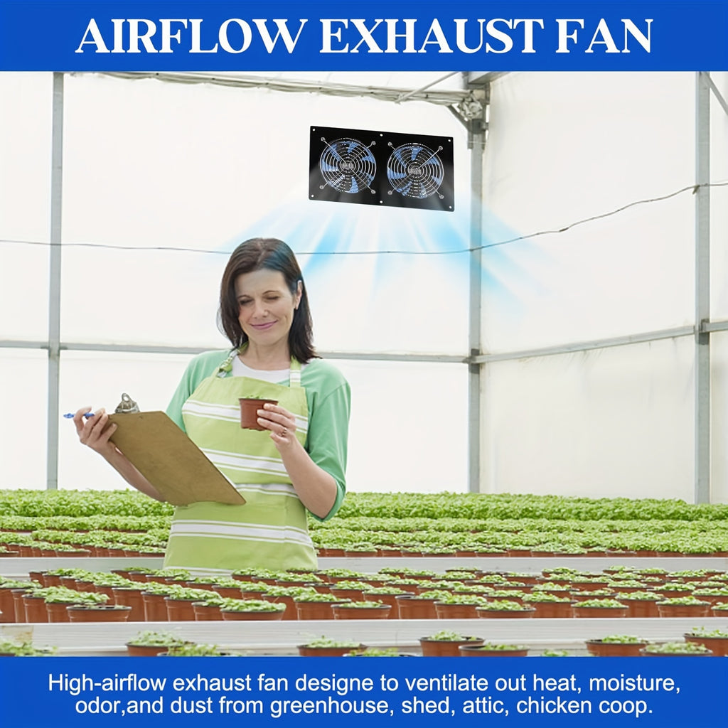 Solar Fan, Solar Exhaust Fan / Greenhouse Solar Fan / Solar Fan for Attic, Shed, Barn, Chicken Coop and Dog House (15W Solar Panel + 2Pcs Solar Exhaust Fan)