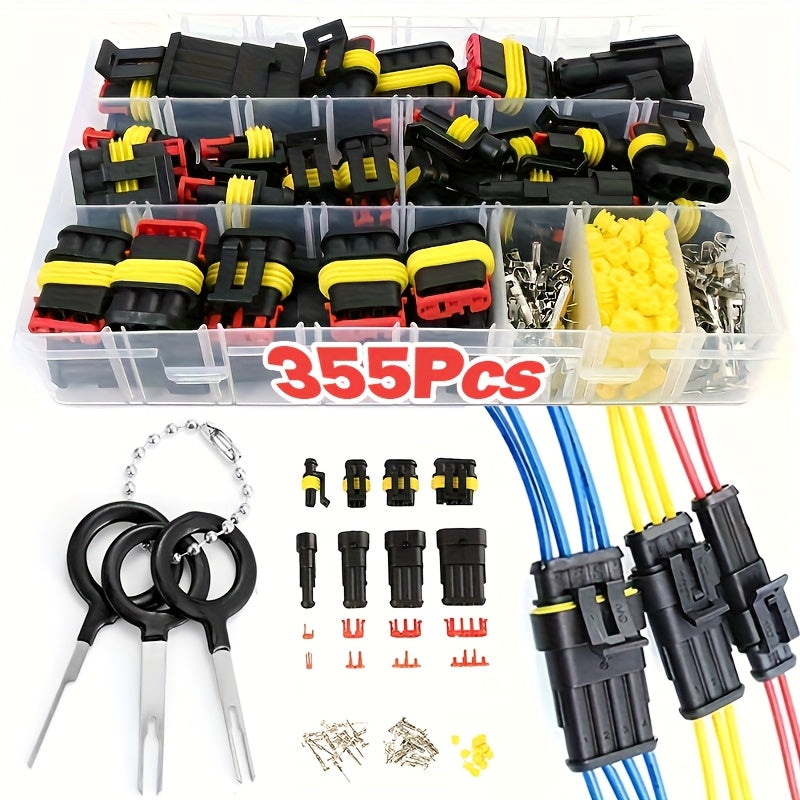 355-Piece Automotive Electrical Connector Terminals, Heavy-Duty 1/2/3/4 Pin Wire Plugs, for Vehicle Repair and Maintenance – Easy Installation and Operation
