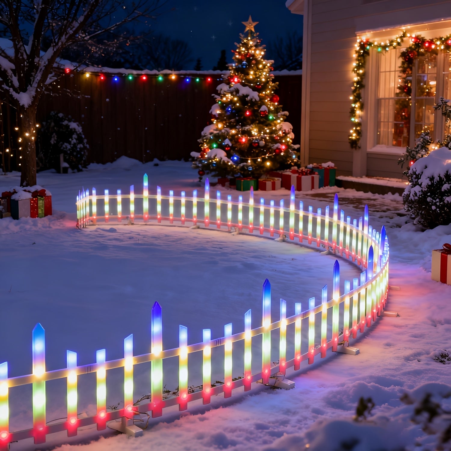 Solar Outdoor Light, 5/8/10-Piece Options, Spring Garden Decorative Fence String Light, 20 Flashing Modes, Ultra-Long Battery Life 3600mAh Lithium Battery, Suitable for Lawn, Path, Christmas Atmosphere and Birthday Scenes