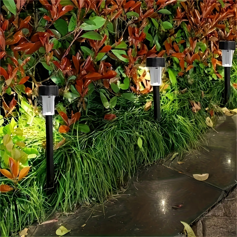 10-Piece Outdoor Stainless Steel Solar LED Light Set. Garden Decoration, IPX4 Waterproof Rating Solar Landscape Light. Suitable for Patio, Lawn, Walkway, Courtyard, Garden, Festivals, Parties, Gatherings