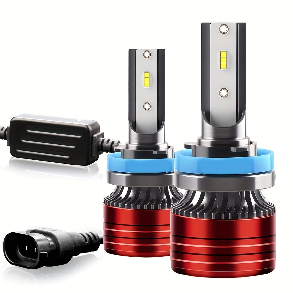 2 High Brightness LED Car Headlights - 60000 Lumens 6000K White Fog Light, Compatible with H4/H7/H1/H11/9005/9006, Plug-and-Play Design, No Battery Needed, Vehicle Lighting Upgrade, Stylish Headlight Design, Durable Headlight Structure