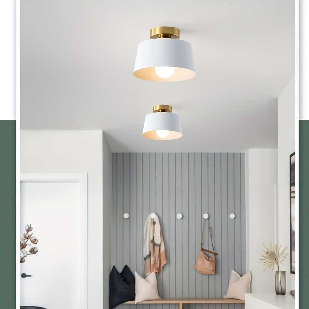 2-pack modern semi-flush mount pendant light, gold-plated base with matte white lampshade, suitable for kitchen island, dining room, grand porch, hallway, barn loft, E26 screw base (bulb not included)