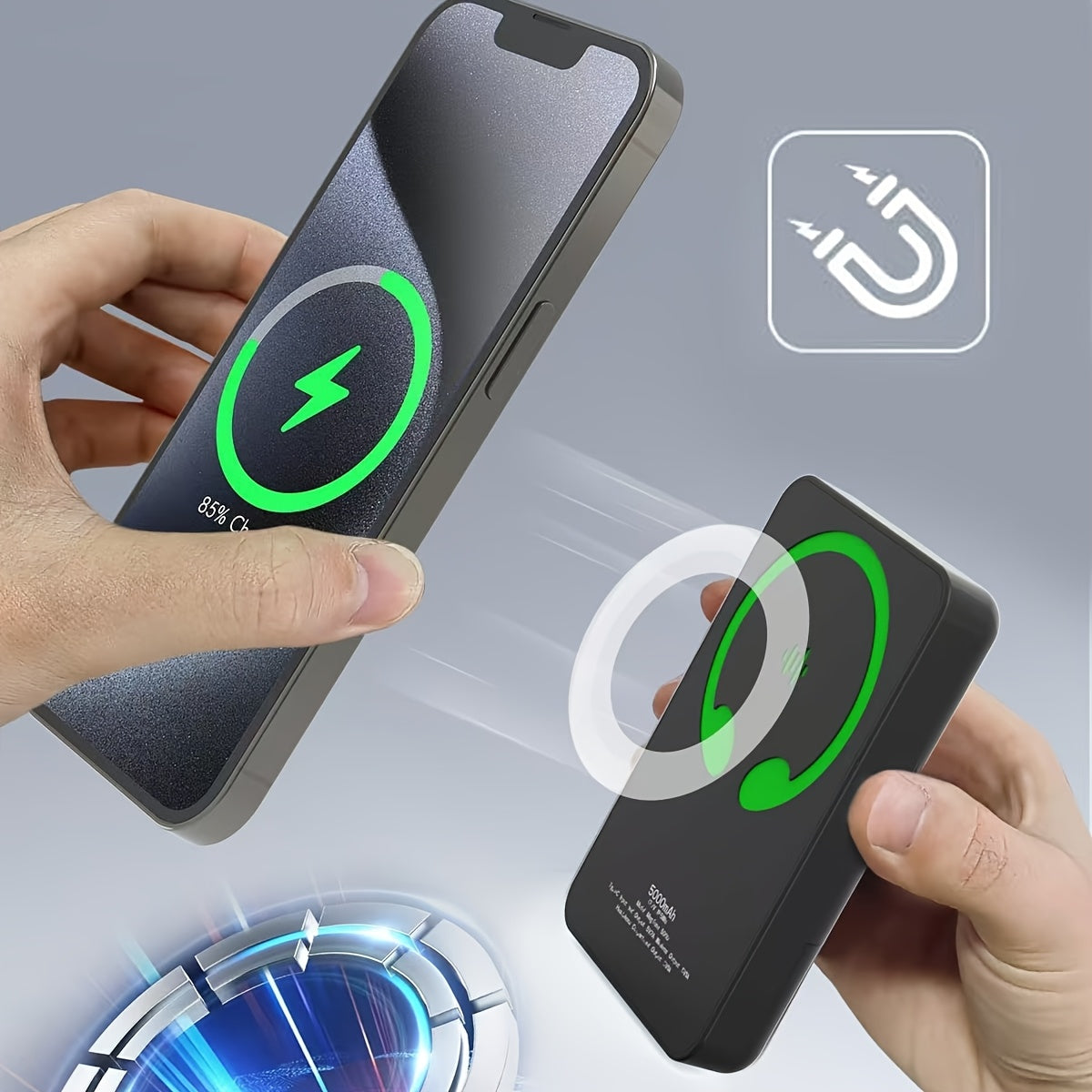 2-In-1 Magnetic Portable Charger And Earbuds: A 5000Mah Wireless Power Bank with Built-In True Wireless Stereo Earphones, Mag-Safe Battery Pack for Iphone 17, 16, 15/14/13/12, Compatible with Galaxy S6-S24 And Android Devices