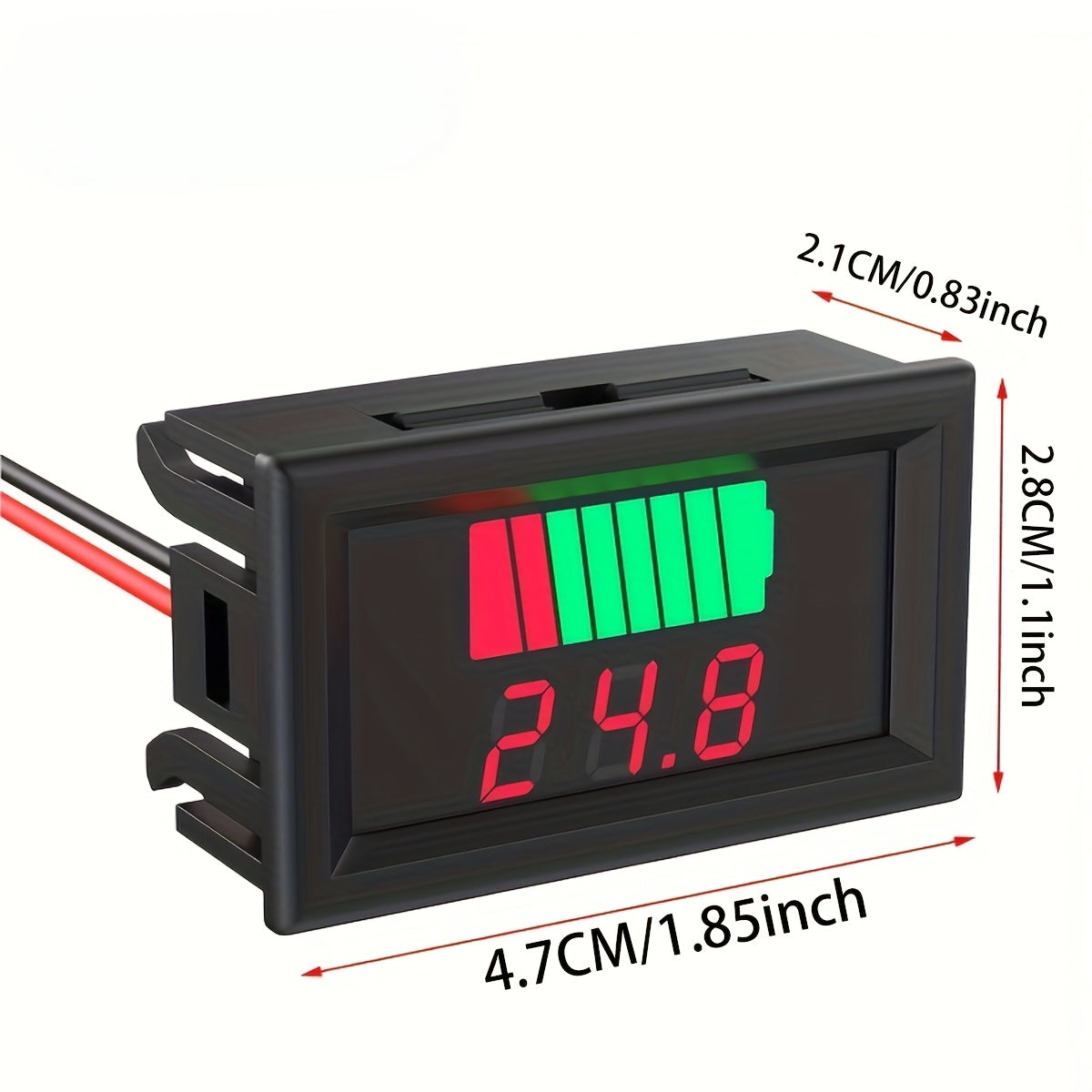Battery Charge Level Indicator 12V 24V 36V 48V 60V 72V – Battery Capacity Tester, LED Display Voltmeter for Cars, Golf Carts, Forklifts & Electric Vehicles