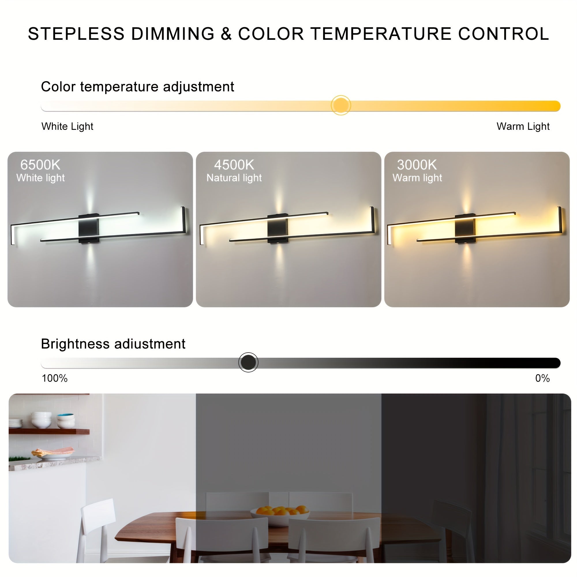 Ganeed Minimalist Geometric Wall Light - Adjustable LED Lighting with Remote Control, Length 43.3 Inches / 109 cm, Modern Art Design, Suitable for Bedroom, Living Room, Hallway, Stairs and Entryway - Easy to Install, Energy Saving