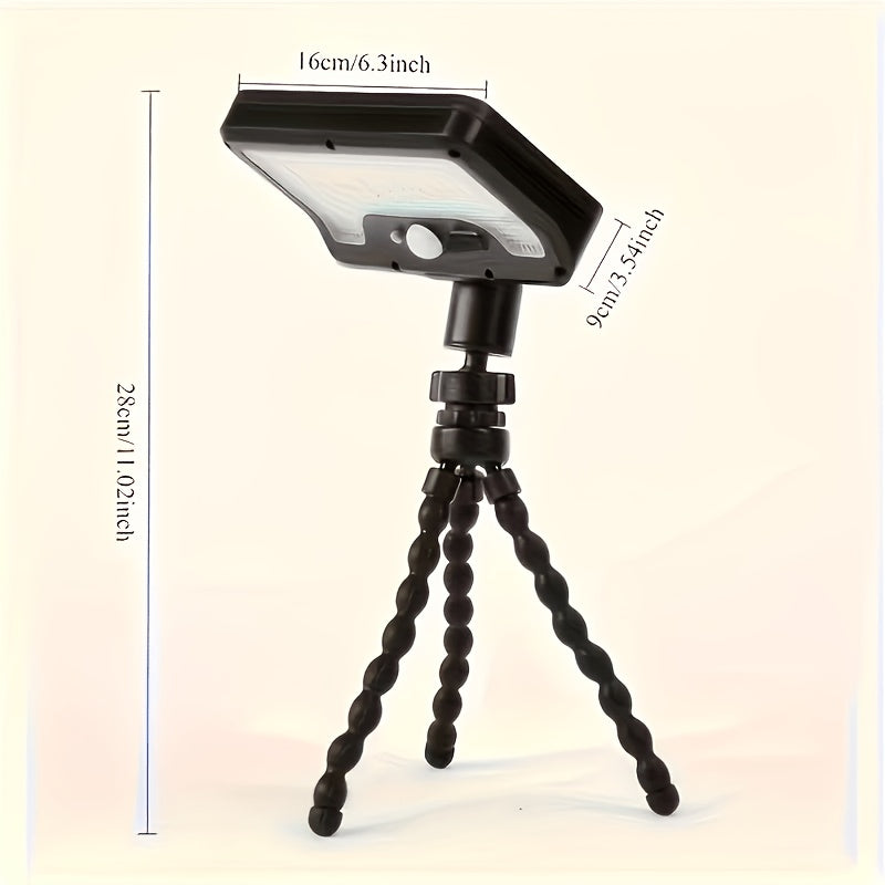 One Solar Motion Sensor Light, Solar Wall Light with Foldable Flexible Bracket, 92LED Street Light, 3 Modes Auto On/Off, Perfect for Outdoor Tree Branches, Tents, Camping, Tabletops, Walls, Streets, Garden Security Lighting, Garden Decoration