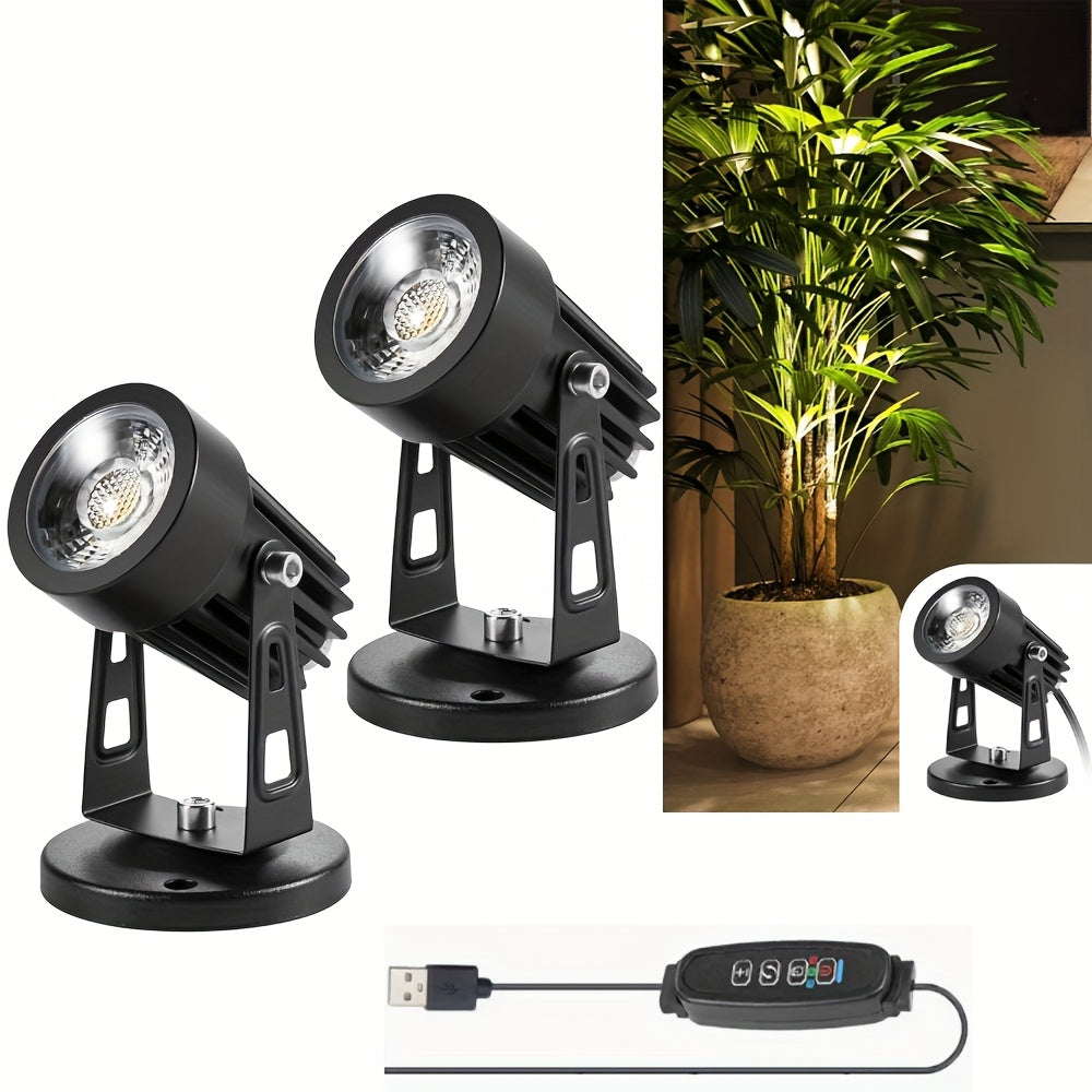 5W LED Plant Spotlight, Indoor Uplight with Timer, USB 5V Dimmable Adjustable Uplighting Lamp for Plant Art Decoration