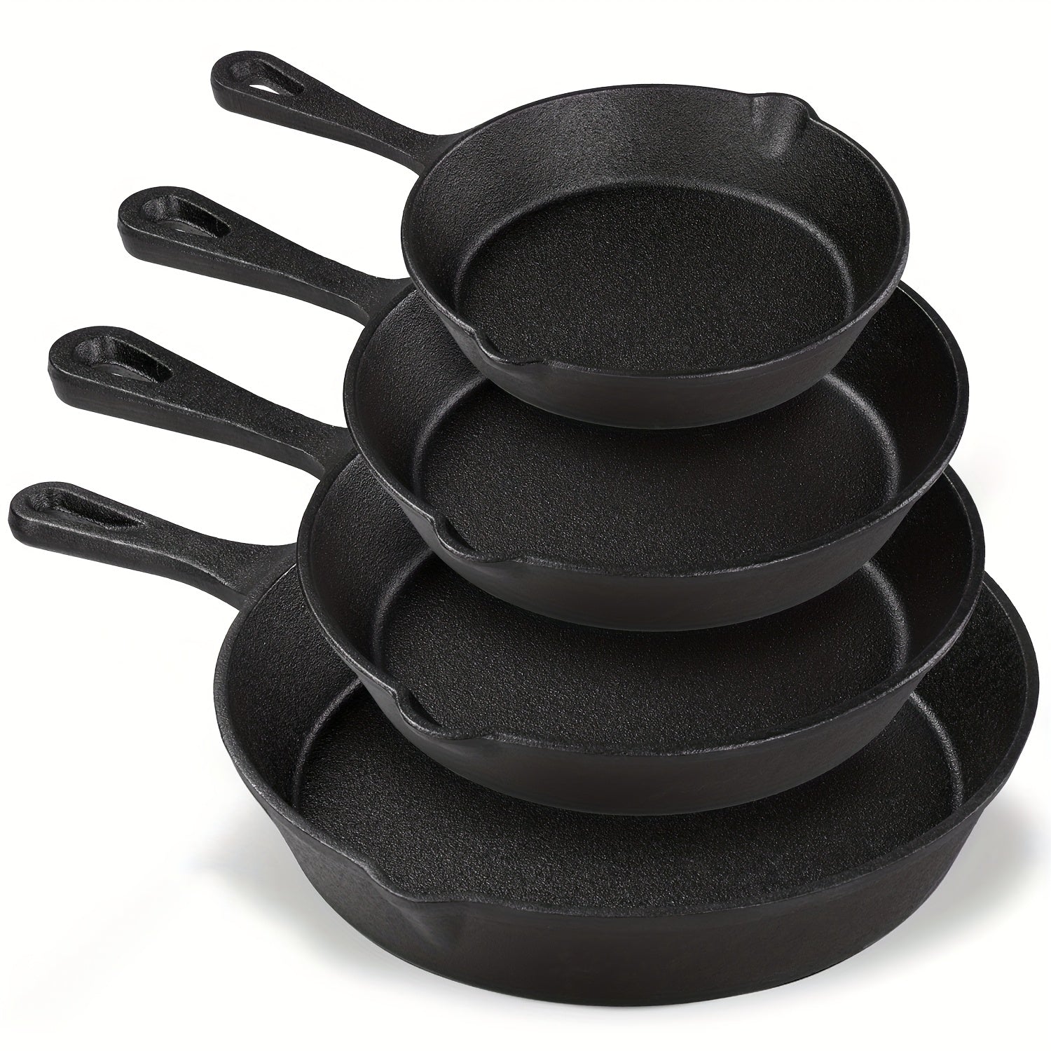 1/3/4 Pcs Cast Iron Skillet Set, Heavy-Duty Pre-Seasoned Frying Pan, Excellent Heat Retention, Non-Stick, Multifunctional Design with Ergonomic Handle, Ideal for Indoor and Outdoor Cooking