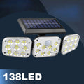 One-Piece, Equipped with 3 Rotatable LED Heads, Total 138 LED Beads, Wireless Sensor Solar Light; 270° Wide Angle Illumination, All-Round Security Outdoor Solar Spotlight, Semi-Flush Mount Plastic Wall Light, Solar Powered, No Wiring Needed