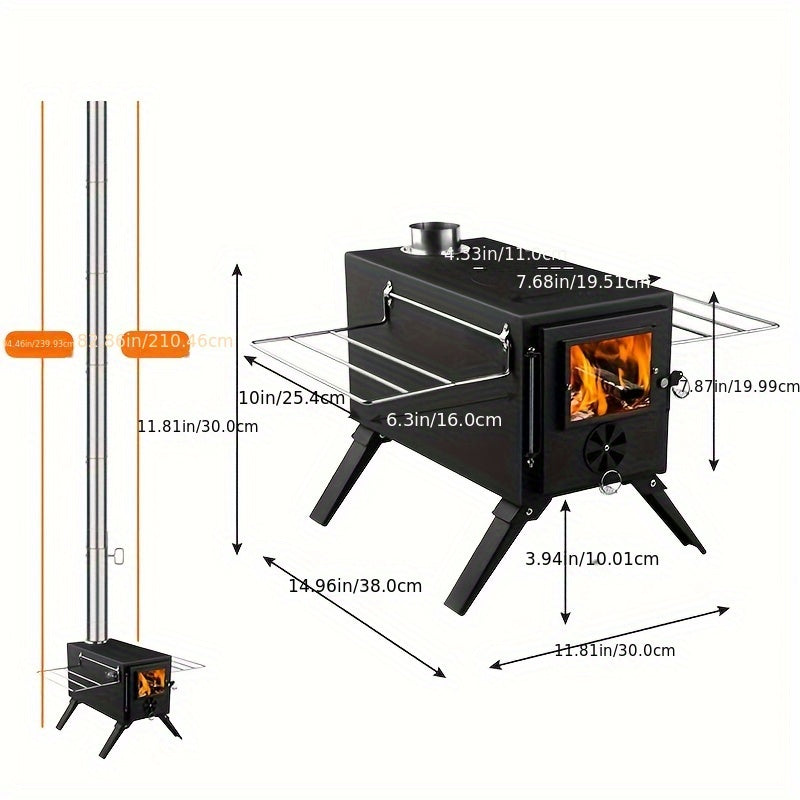 Portable Stainless Steel Folding Outdoor Camping Stove, No Power Source or Magnesium Stone Needed, Suitable for Tent Use