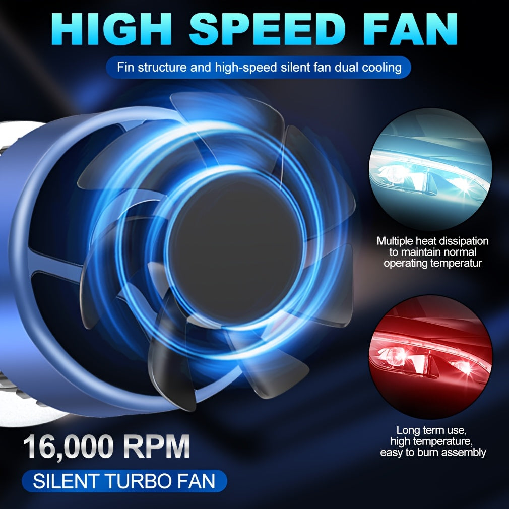 H7 LED Headlight Bulb Canbus Four-Side Chip Turbo Fan Mini Car Light 6500K H11 H1 HB3 9005 HB4 9006 9012 for Car