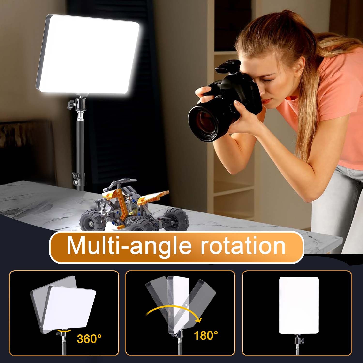 UEGOGO portable USB-powered LED video fill light kit, with adjustable tripod and color temperature spotlight — low-voltage lighting design, suitable for home video recording, YouTube, live streaming, vlogging, and smartphone/fill light shooting