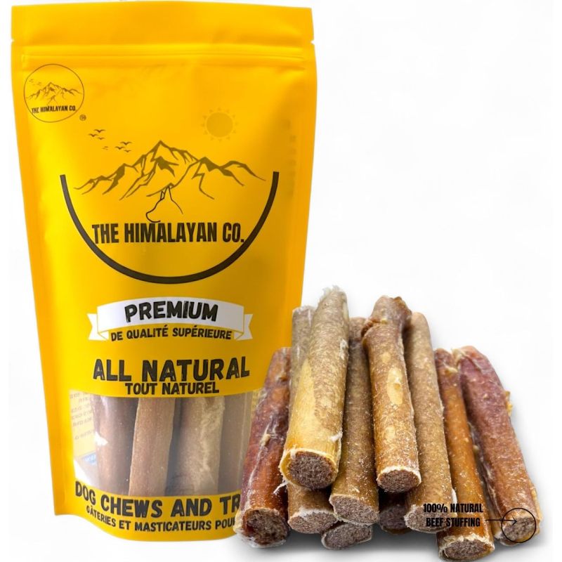 狗狗牛肉填充主动脉 - 填充牛肉主动脉狗狗咀嚼零食 - (6 英寸 10 个装 1.1 磅 约) - 狗狗牛肉零食 - 牙科咀嚼品，不含电池