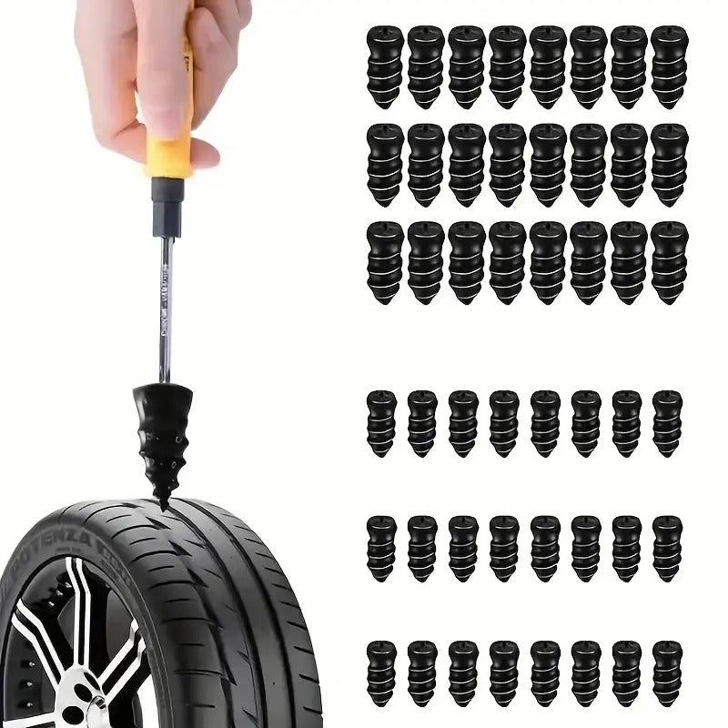 50-Piece Tire Repair Rubber Nails, Self-Service Rubber Screws for Fixing Punctures in Car and Motorcycle Tires