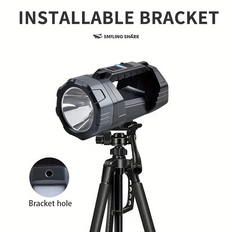 SMILING SHARK Rechargeable Spotlight Equipped With Ultra Bright LED Spotlight And COB Side Light Designed For Long Time Use Handheld Searchlight With Solar Panel