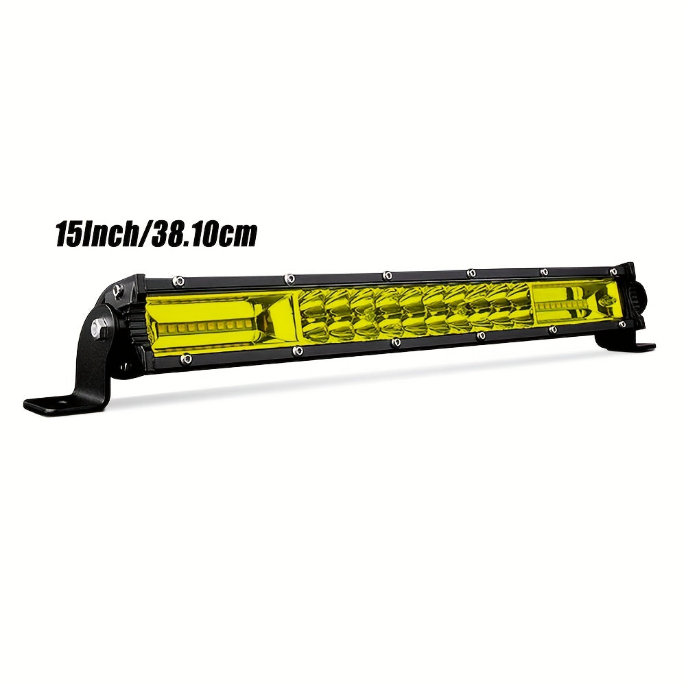 12D超薄双排15英寸黄/白光 LED 灯条-适用于越野、ATV、卡车、SUV、UTV 拖拉机和船舶LED灯，12-24V越野灯条,卡车配件