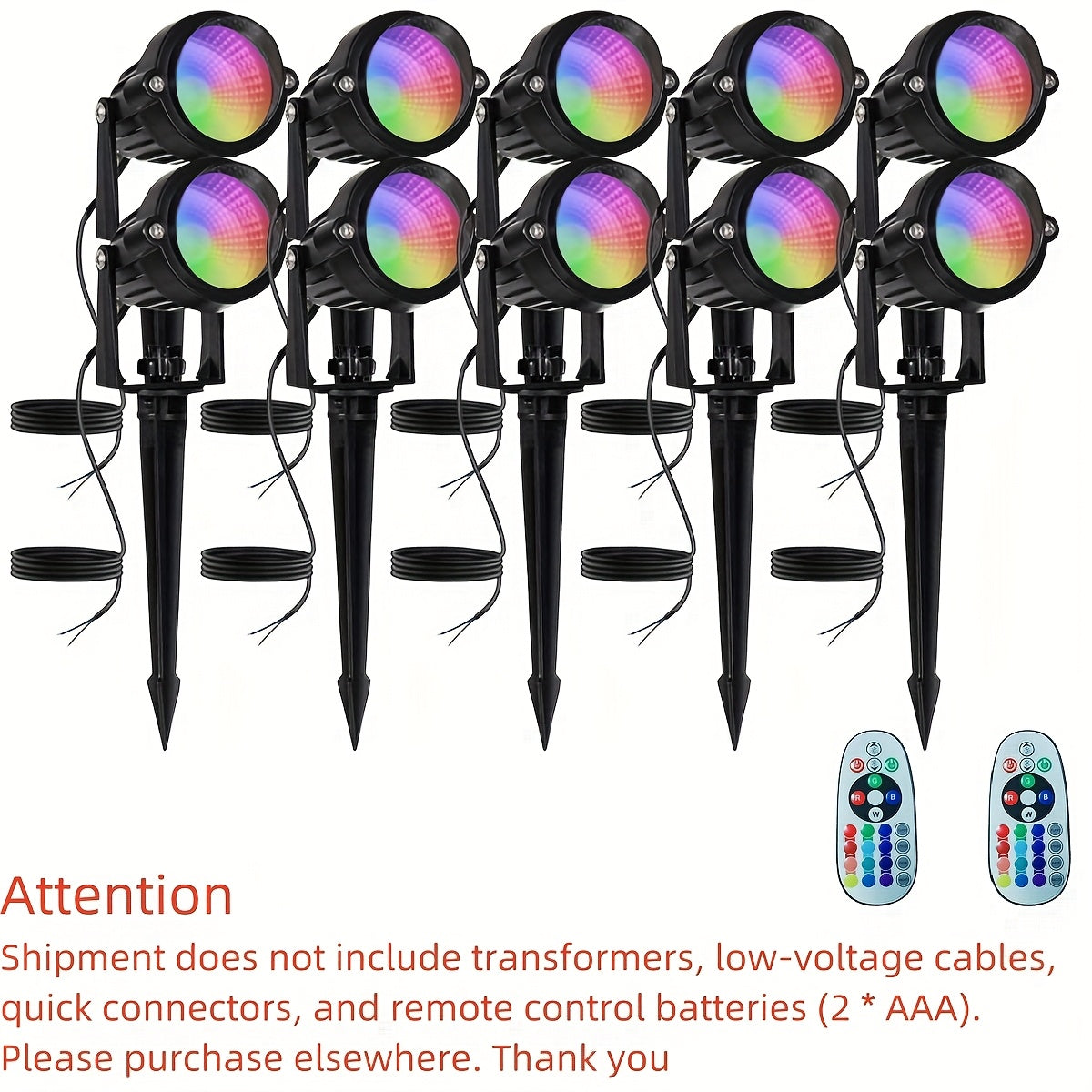 2/4/6/8/10-Piece Low Voltage Landscape Light, Warm + RGB, DC12V-24V, LED Color Changing Landscape Lighting, IP66 Outdoor Spotlight, Christmas Halloween Decorative Light, Suitable for Courtyard, Garden, Path