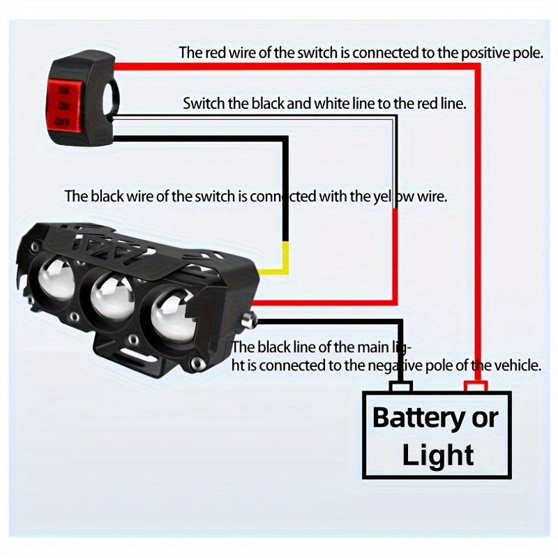 Super Bright LED Motorcycle Light - Dual Color High/Low Beam Car Light, Suitable for Sedans, Trucks, SUVs and UTVs, 12V/24V Voltage, Mini Lens, Black Housing, Off-Road Specific